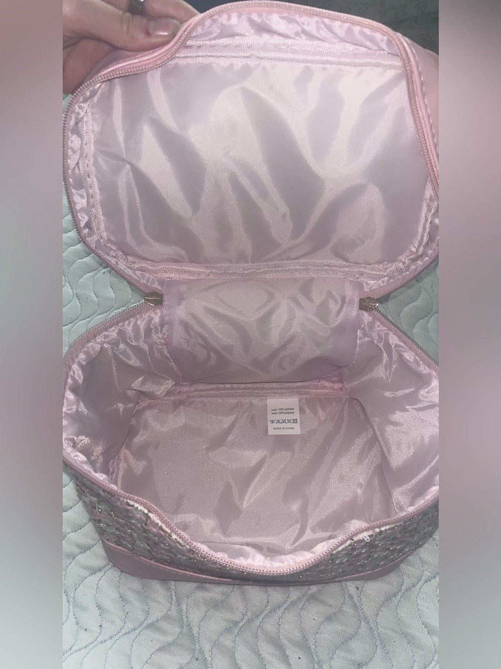 Pink Tweed Cosmetic Bag - Women Bags - Picture 3 of 3